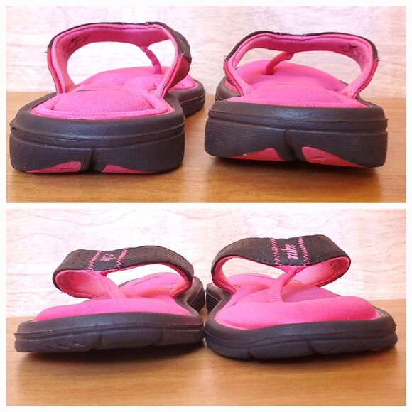 Nike Comfort Footbed Flip Flops Womens 7 Hot Pink Black Thong Sandals Athletic - Picture 6 of 9